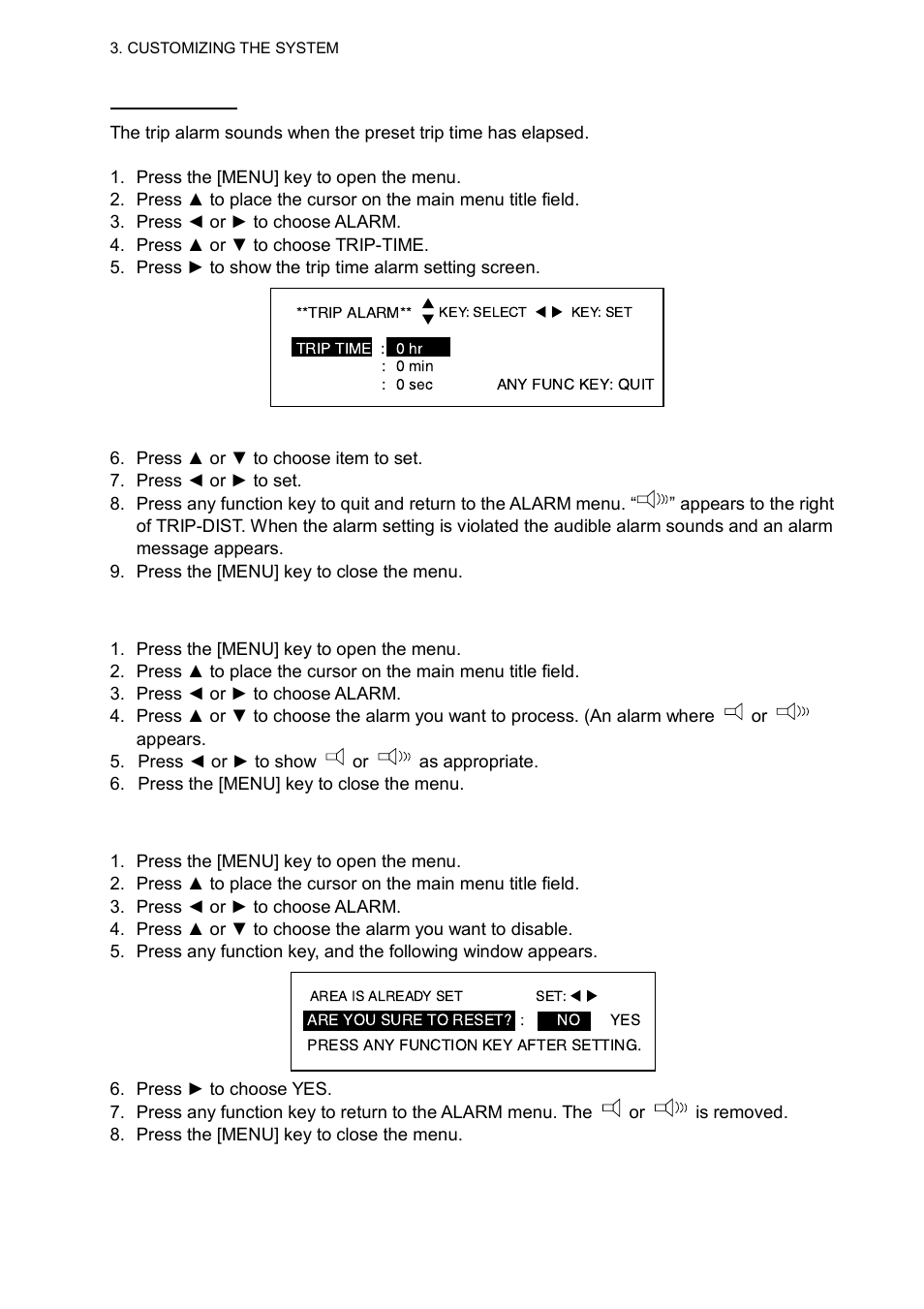 4 disabling/enabling the audible alarm, 5 disabling an alarm | Furuno CI-68 User Manual | Page 48 / 72