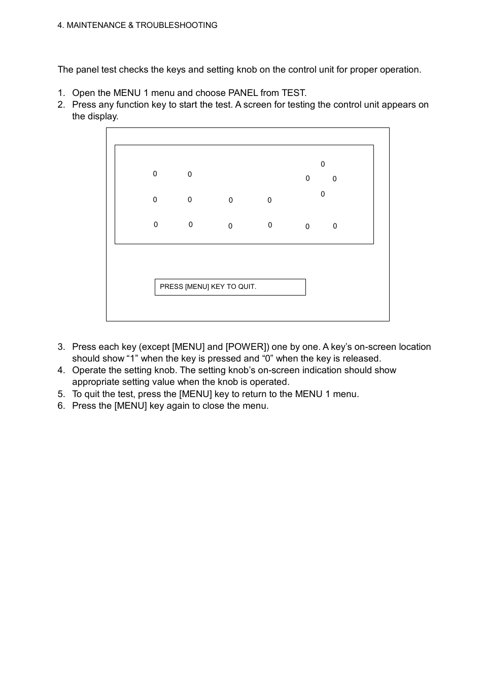 6 4.4.2 panel test | Furuno CI-68 User Manual | Page 54 / 72