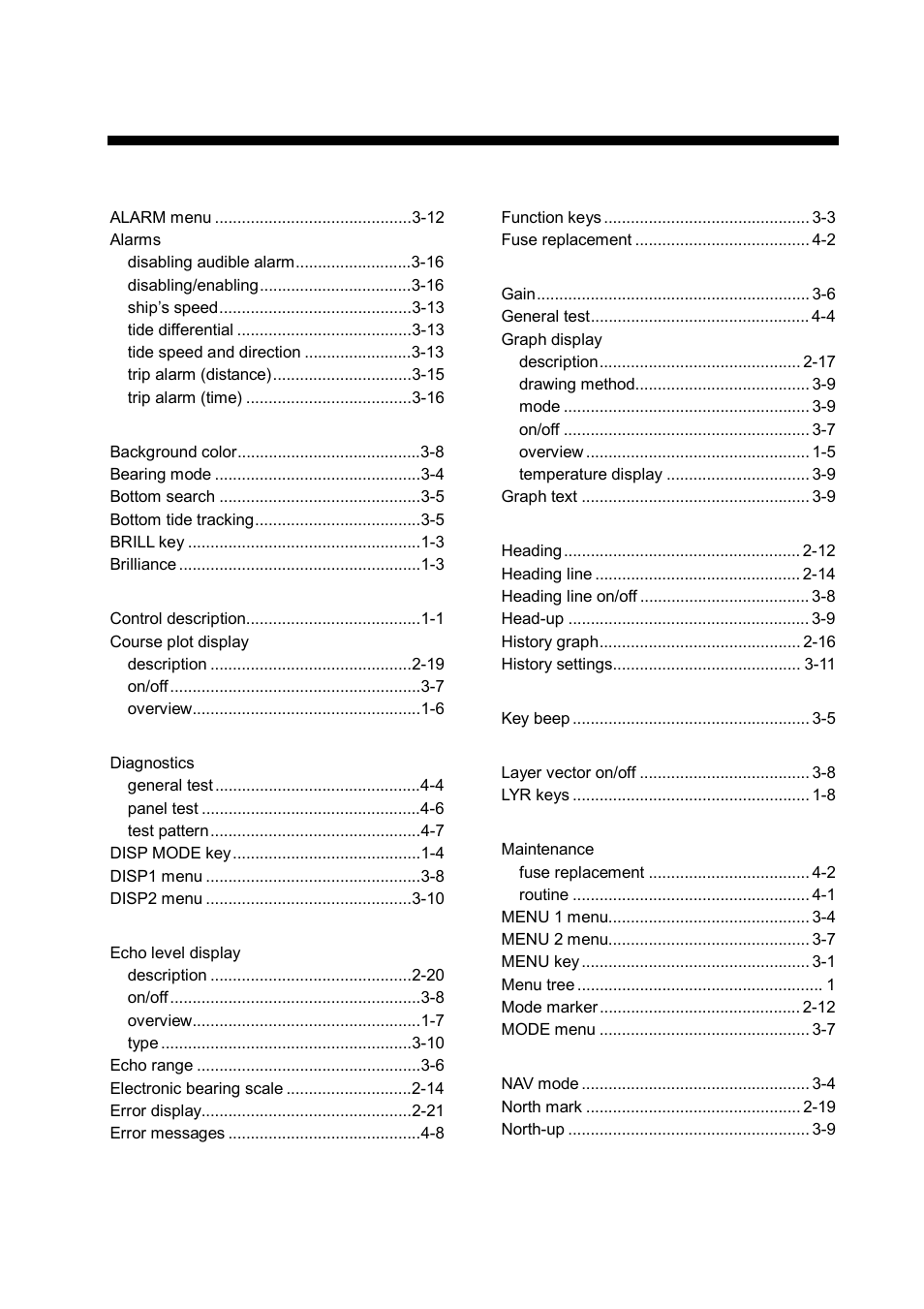 Index, In-1 | Furuno CI-68 User Manual | Page 71 / 72