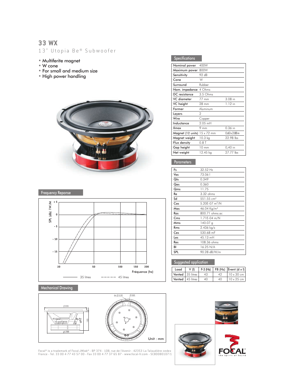 Focal Utopia Be 33 WX User Manual | 1 page