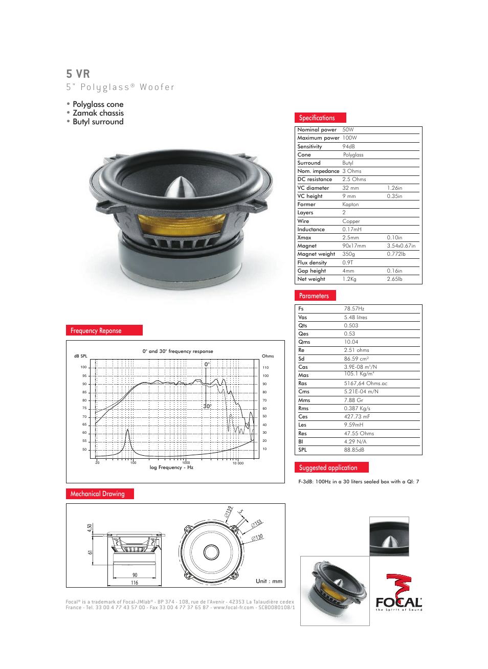 Focal Polyglass 130 VR User Manual | 1 page
