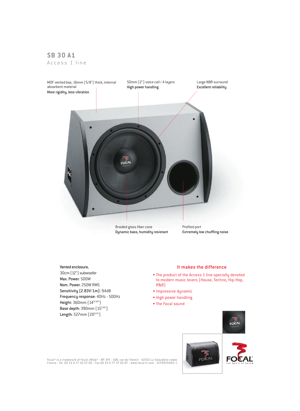 Focal SB 30 A1 User Manual | 1 page