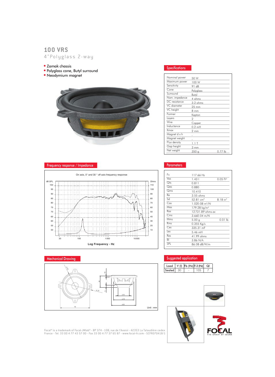 Focal Polyglass 100 VRS User Manual | 1 page