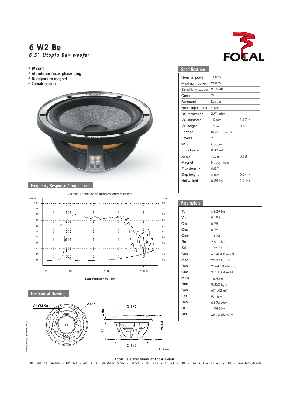 Focal Utopia Be 6 W2 Be User Manual | 1 page