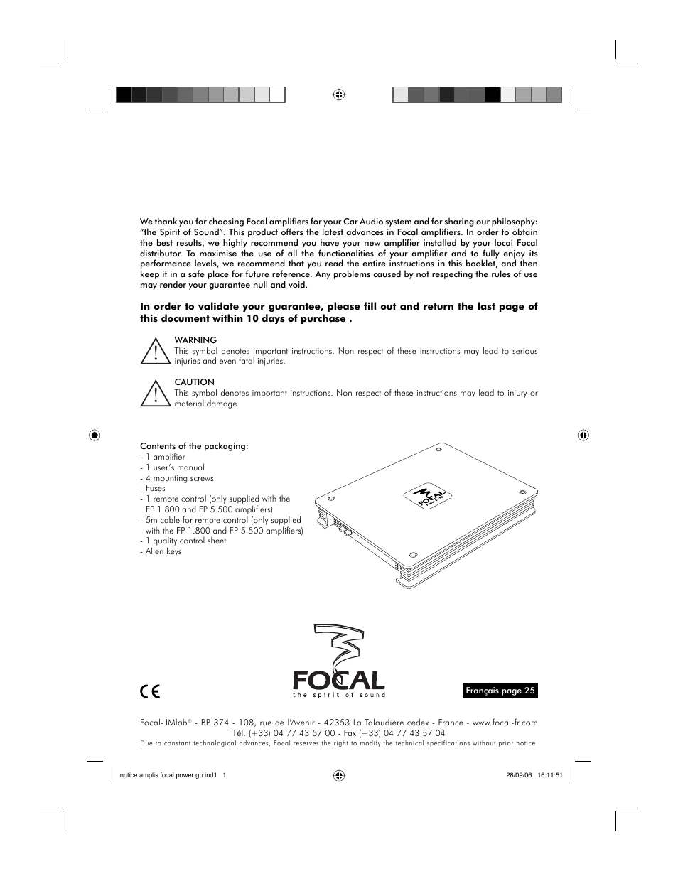 Focal FP 1.800 User Manual | 52 pages