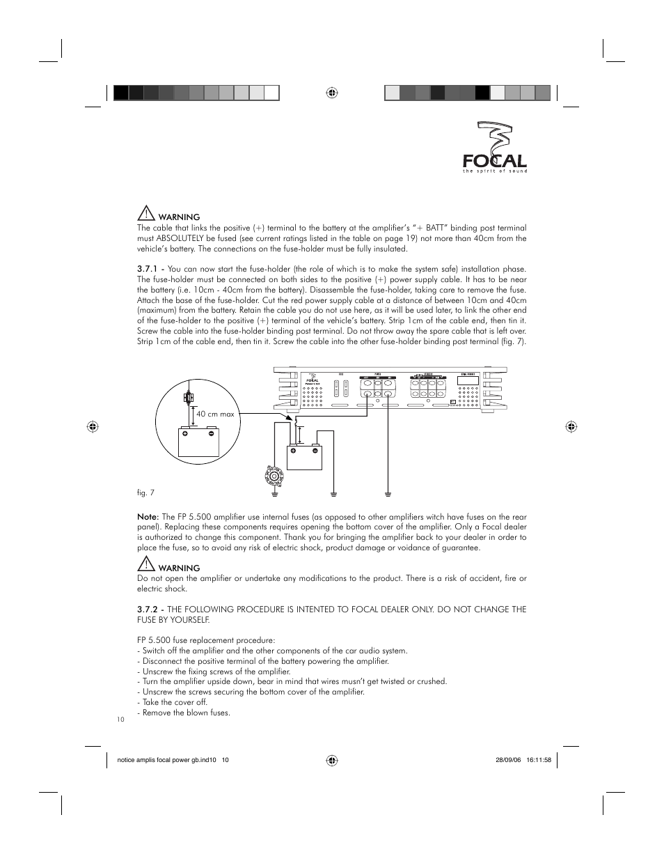 Installation | Focal FP 1.800 User Manual | Page 10 / 52