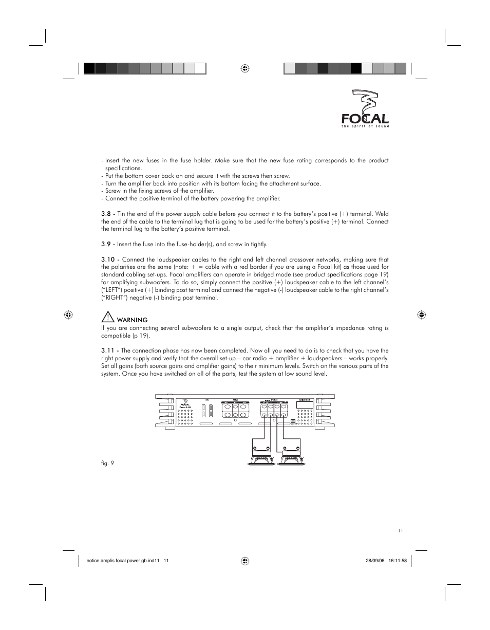 Installation | Focal FP 1.800 User Manual | Page 11 / 52