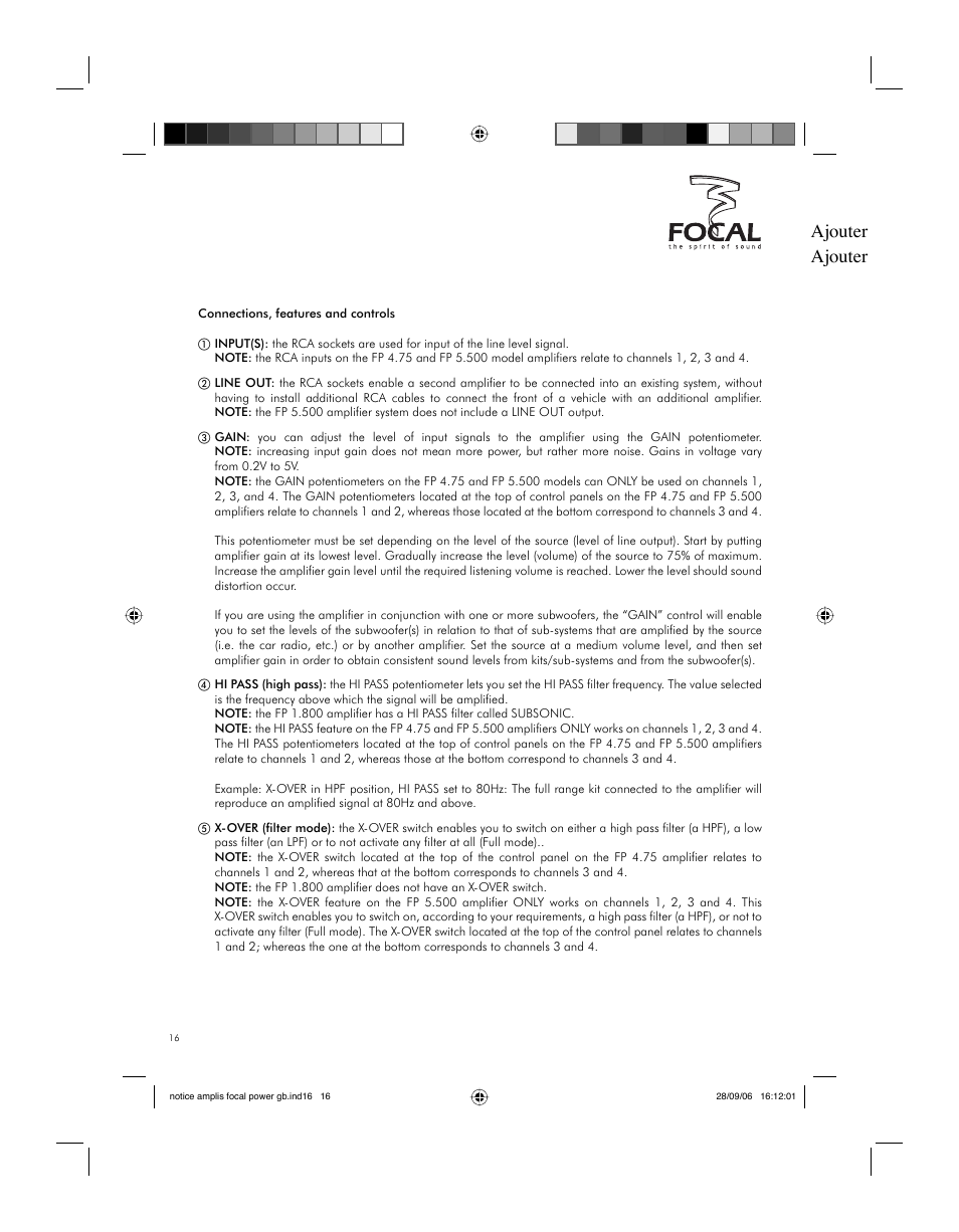 Legends, Ajouter ajouter | Focal FP 1.800 User Manual | Page 16 / 52