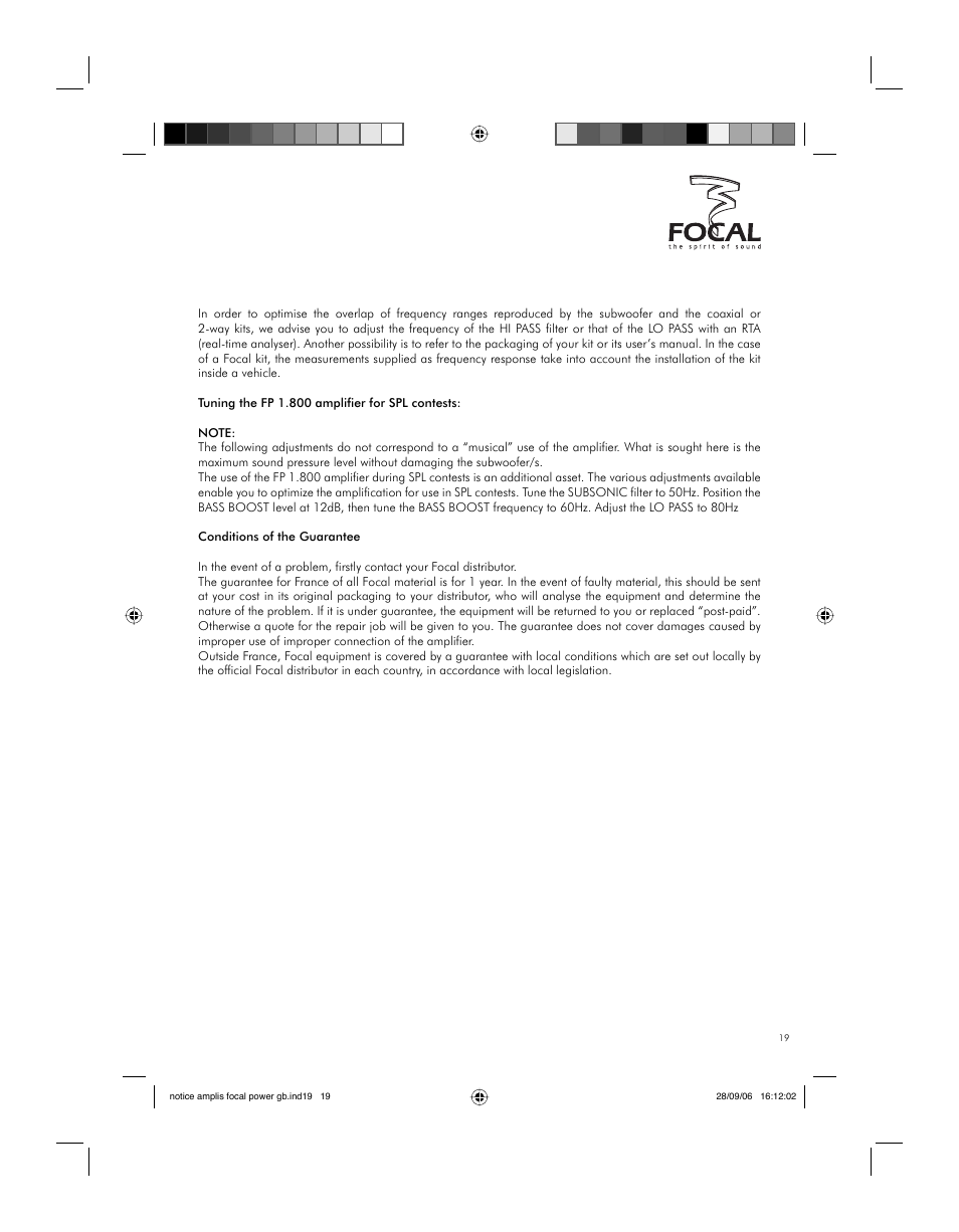 Tuning tips | Focal FP 1.800 User Manual | Page 19 / 52