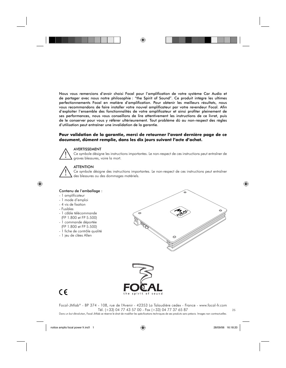 Notice amplificateurs focal power | Focal FP 1.800 User Manual | Page 25 / 52