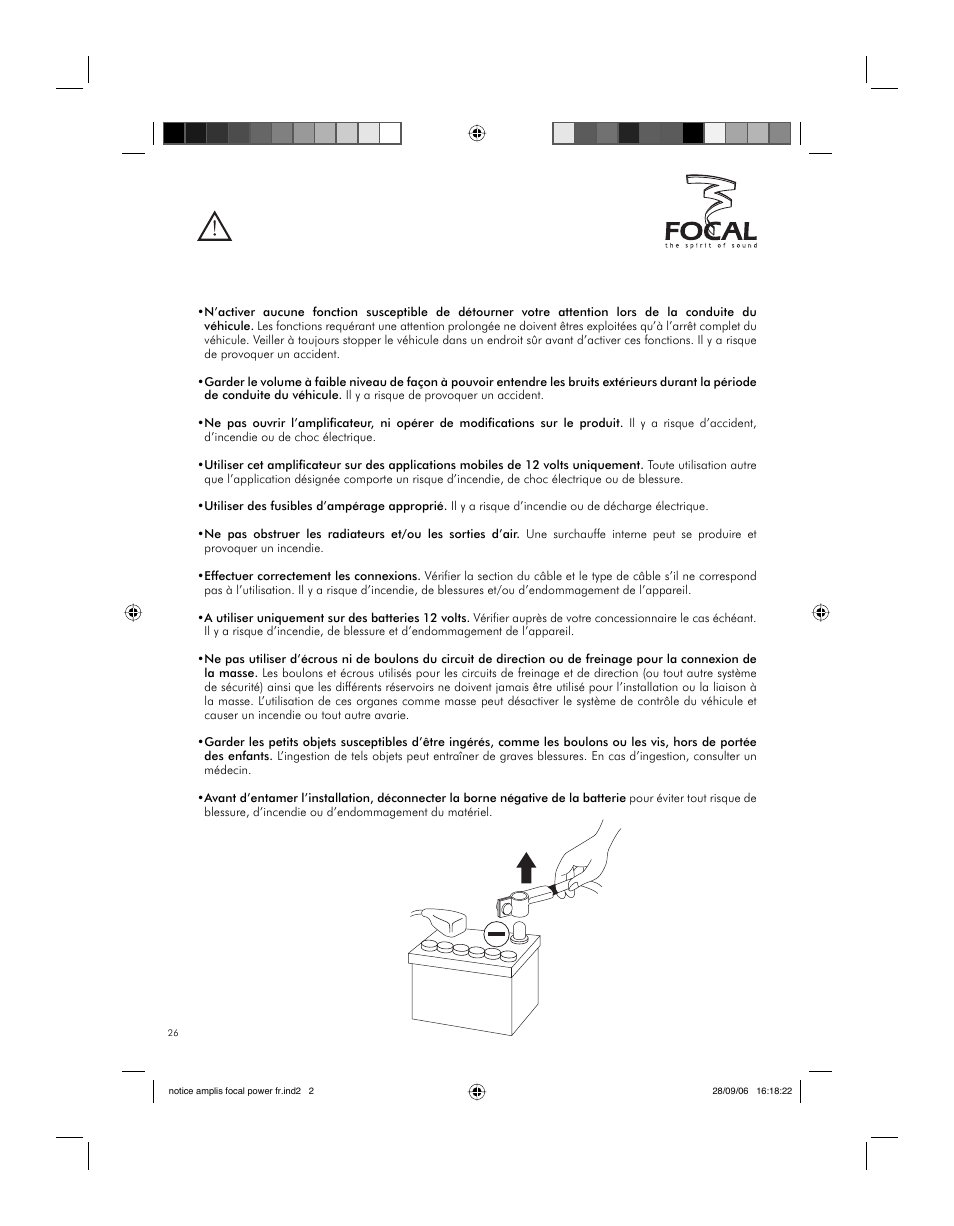 Avertissement | Focal FP 1.800 User Manual | Page 26 / 52