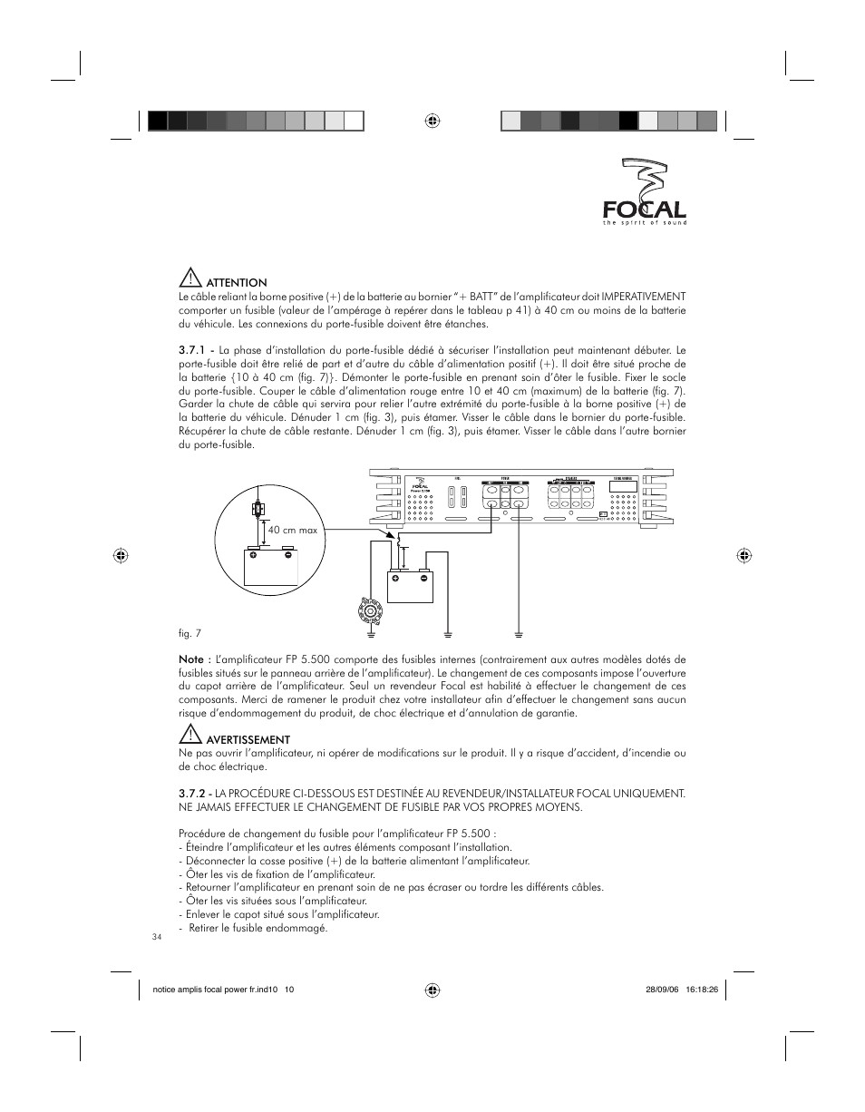 Installation | Focal FP 1.800 User Manual | Page 34 / 52