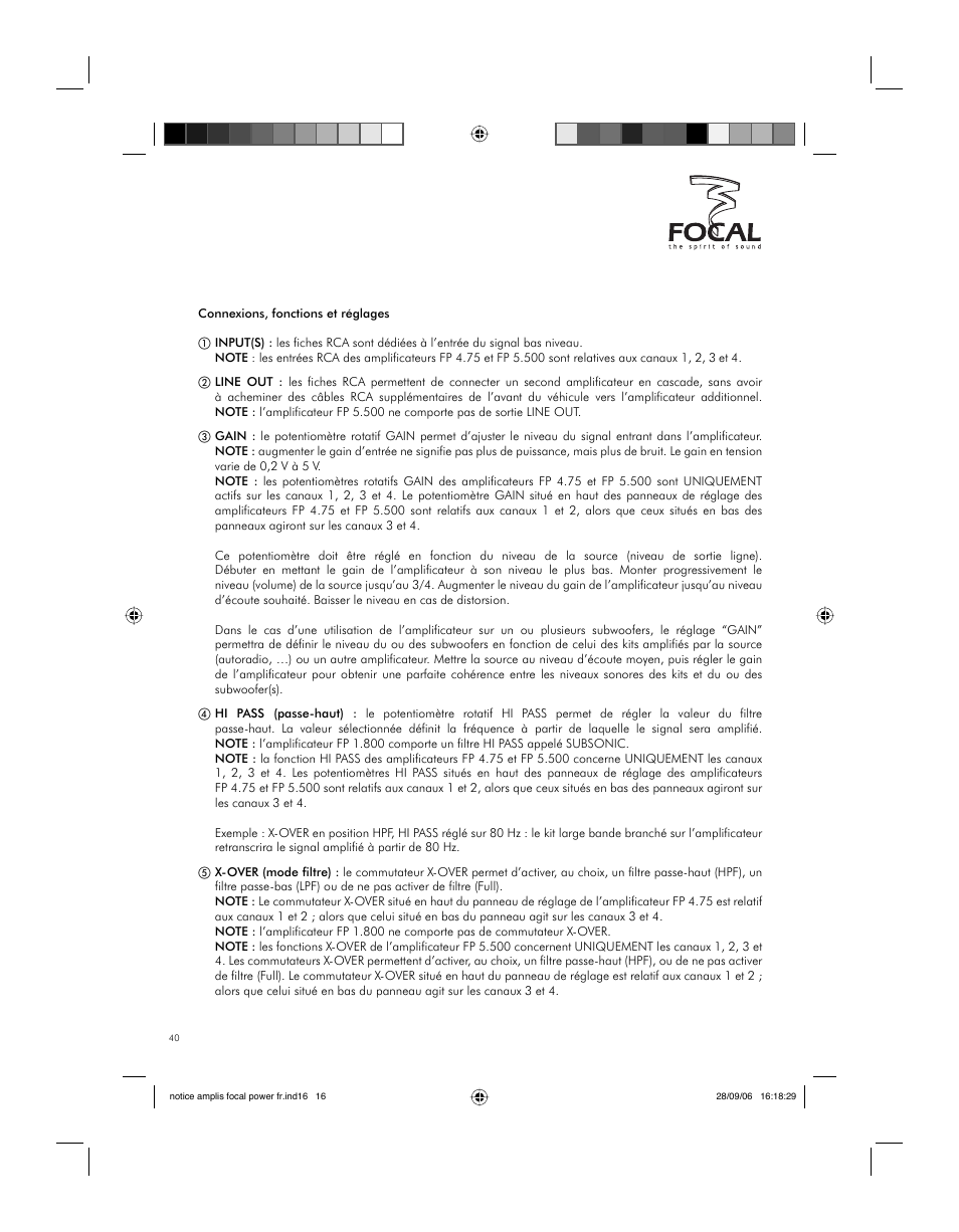 Légendes | Focal FP 1.800 User Manual | Page 40 / 52