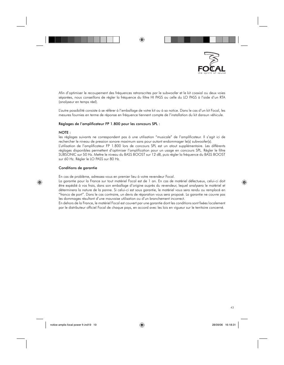 Astuces de réglages | Focal FP 1.800 User Manual | Page 43 / 52