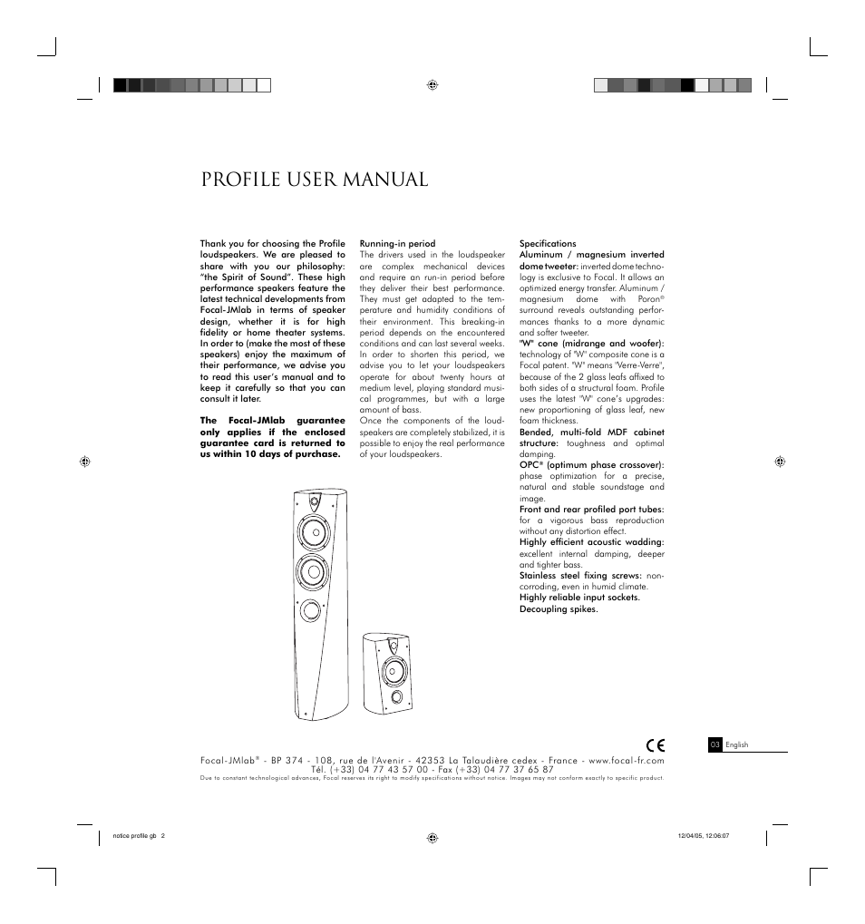 Profile user manual | Focal PROFILE Portable Speaker User Manual | Page 3 / 9