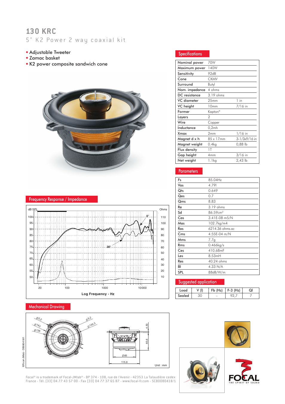 Focal K2 Power 130 KRC User Manual | 1 page
