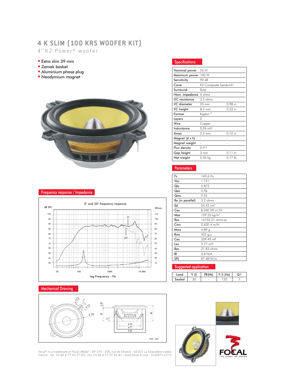 Focal K2 Power 100 KRS User Manual | 1 page