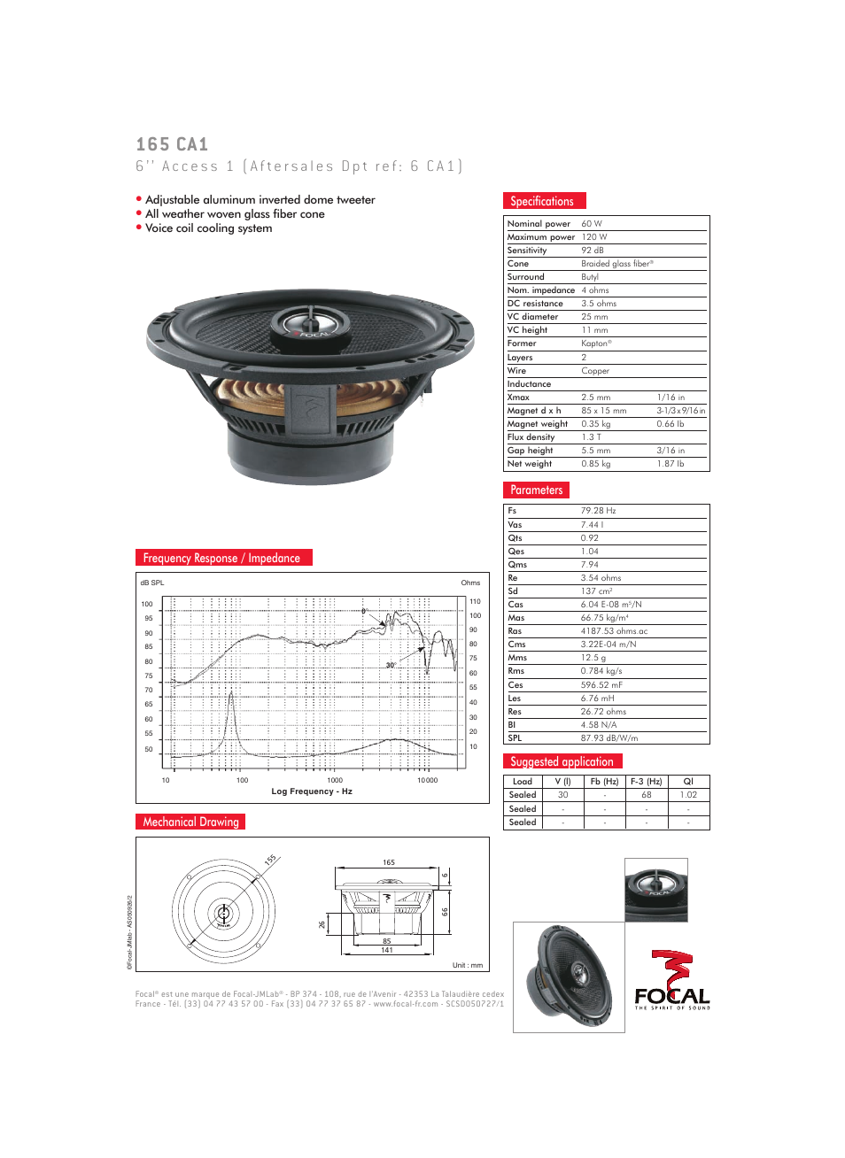 Focal Access 1 165 CA1 User Manual | 1 page