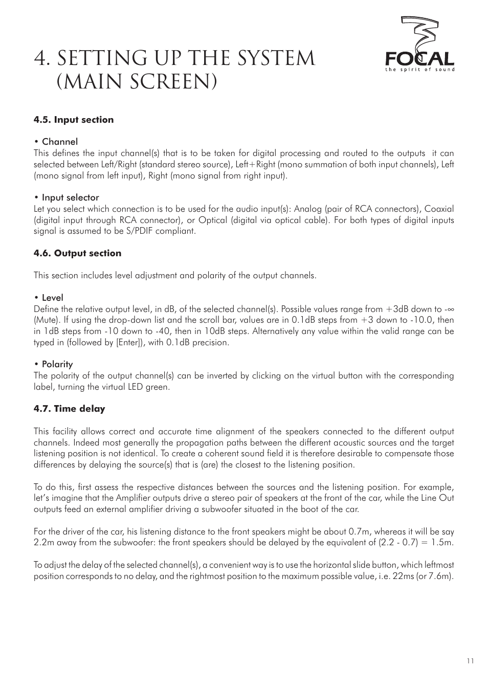 Setting up the system (main screen) | Focal DUAL MANAGER User Manual | Page 11 / 17