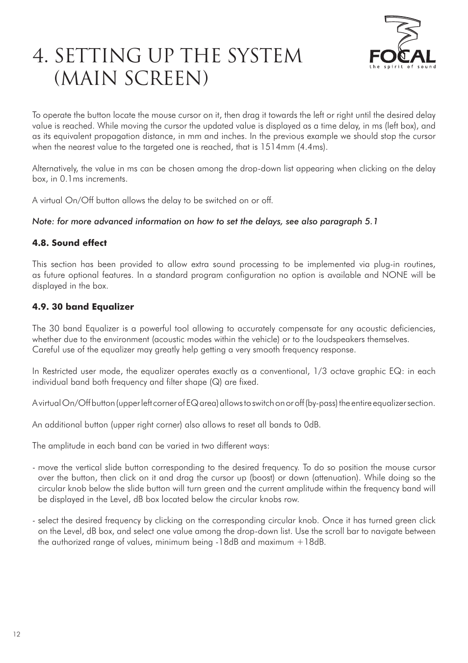 Setting up the system (main screen) | Focal DUAL MANAGER User Manual | Page 12 / 17