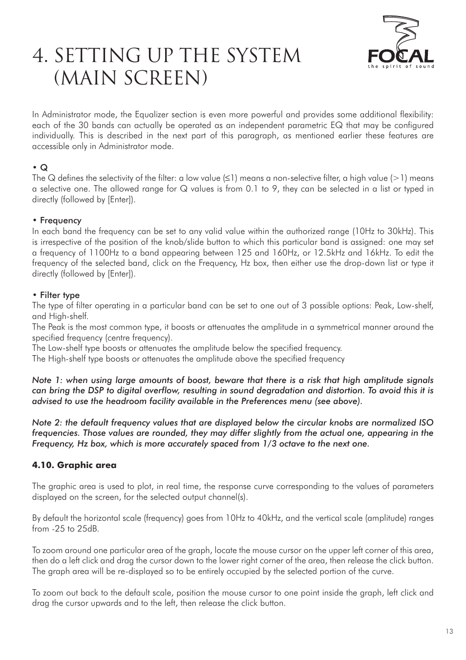 Setting up the system (main screen) | Focal DUAL MANAGER User Manual | Page 13 / 17
