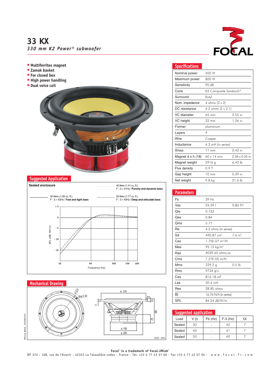 Focal K2 Power 33 KX User Manual | 1 page