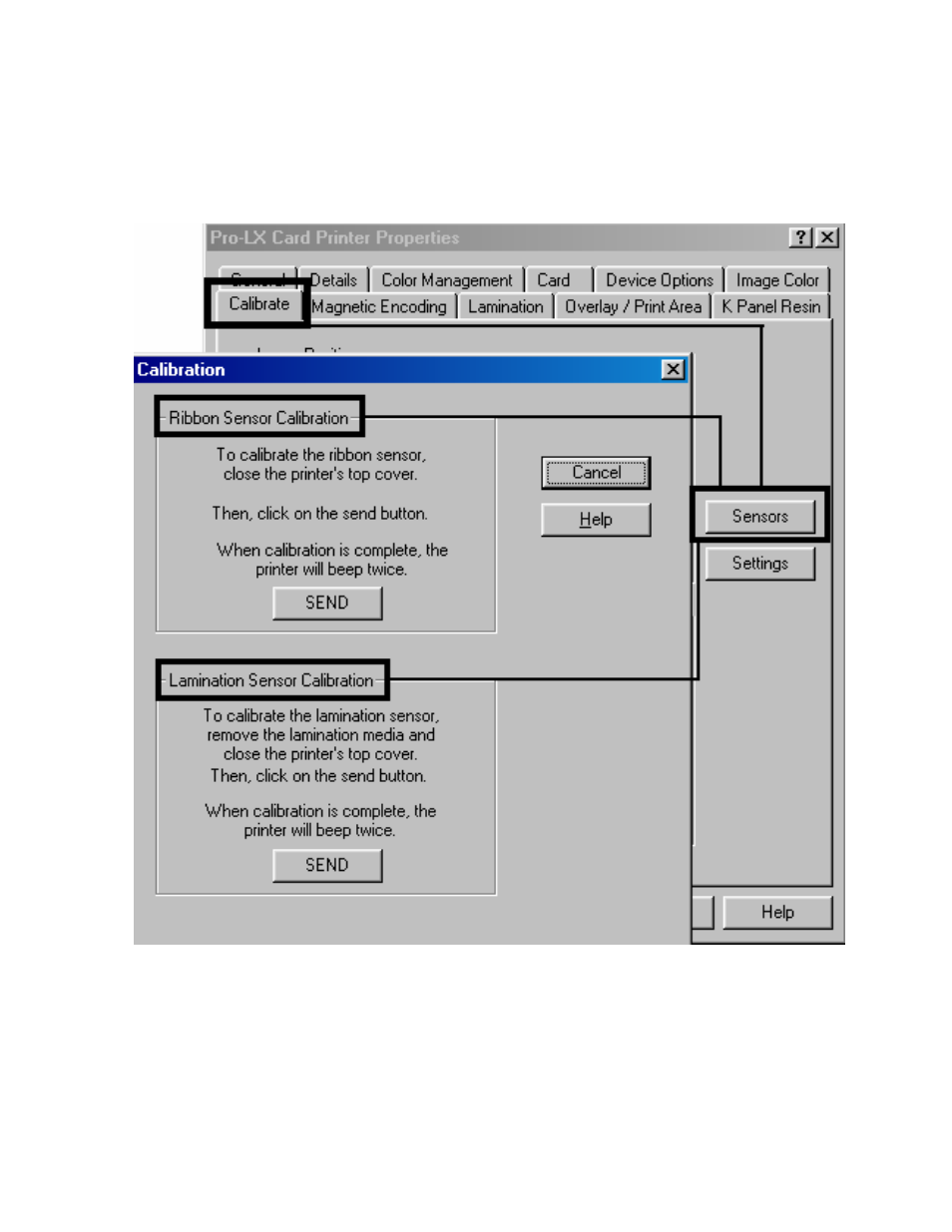 Using the sensors and settings buttons | FARGO electronic Pro-LX Laminating Card Printer/Encoder User Manual | Page 116 / 228