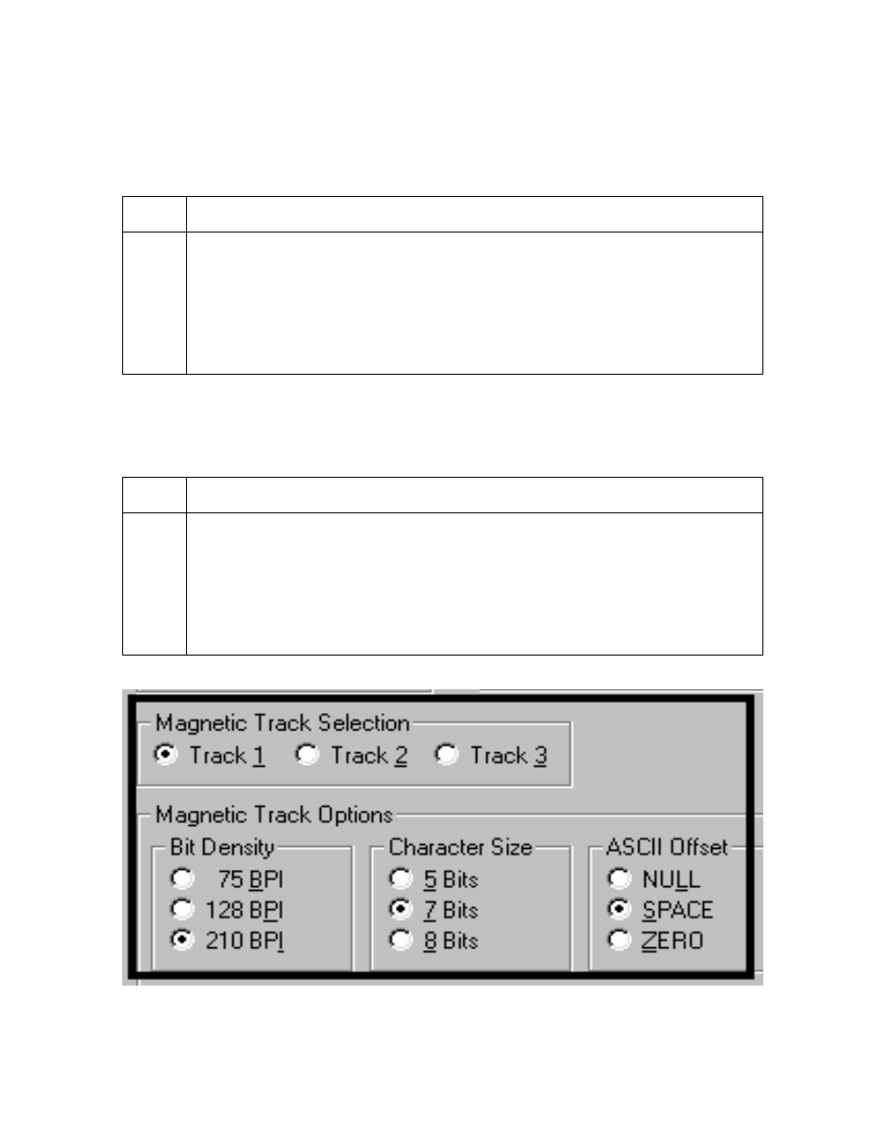 Using the bit density radio buttons, Using the character size radio buttons | FARGO electronic Pro-LX Laminating Card Printer/Encoder User Manual | Page 125 / 228