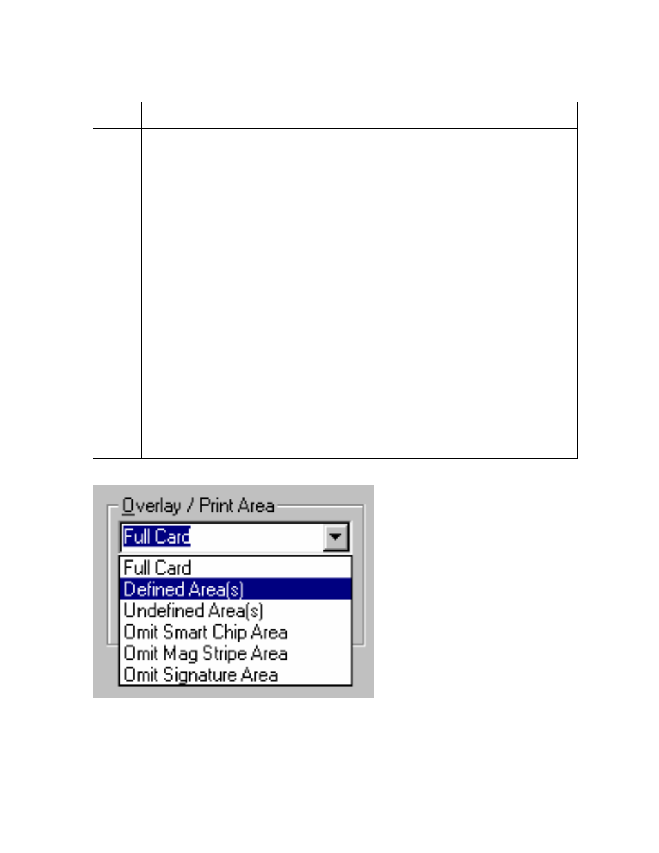 Using the overlay / print area dropdown menu | FARGO electronic Pro-LX Laminating Card Printer/Encoder User Manual | Page 140 / 228