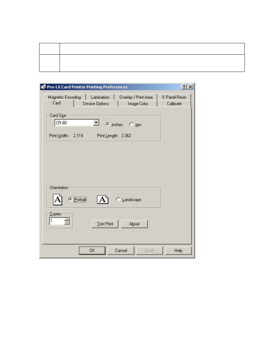 Selecting orientation - portfolio under card tab | FARGO electronic Pro-LX Laminating Card Printer/Encoder User Manual | Page 150 / 228