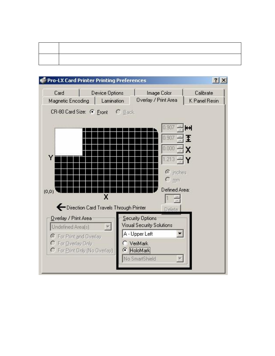 Selecting the holomark radio button | FARGO electronic Pro-LX Laminating Card Printer/Encoder User Manual | Page 153 / 228