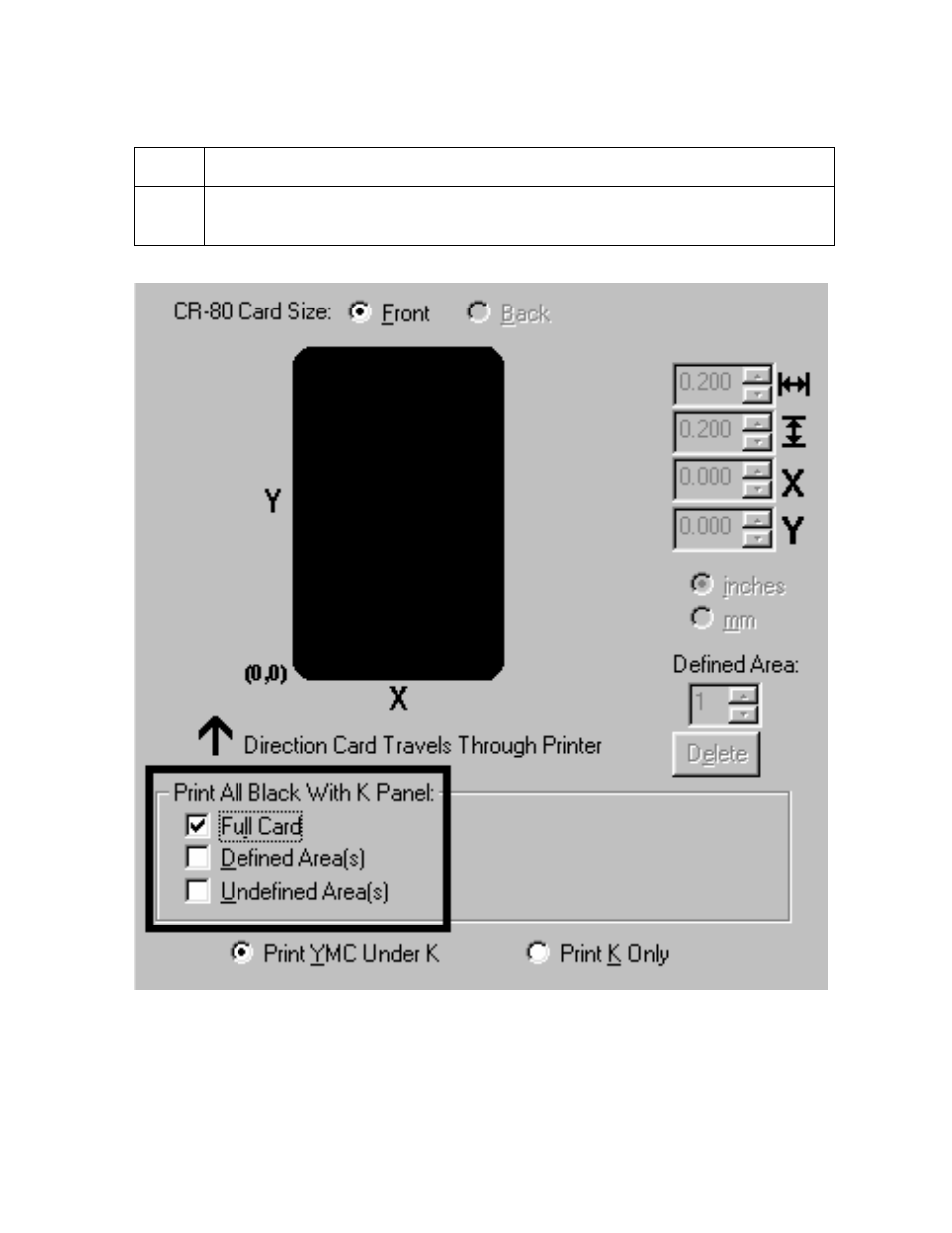 Selecting the full card option | FARGO electronic Pro-LX Laminating Card Printer/Encoder User Manual | Page 161 / 228