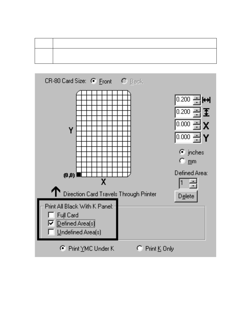 Selecting the defined area(s) option | FARGO electronic Pro-LX Laminating Card Printer/Encoder User Manual | Page 162 / 228