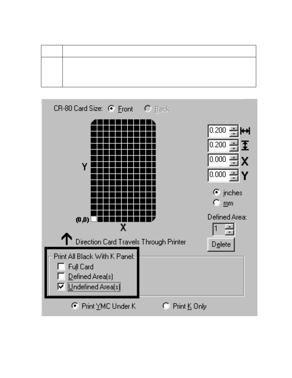 Selecting the undefined area(s) option | FARGO electronic Pro-LX Laminating Card Printer/Encoder User Manual | Page 163 / 228