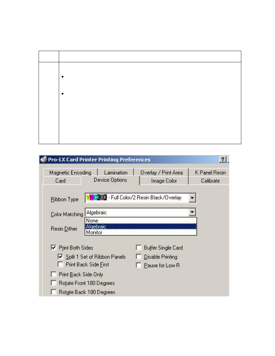 Selecting from the color matching options | FARGO electronic Pro-LX Laminating Card Printer/Encoder User Manual | Page 175 / 228