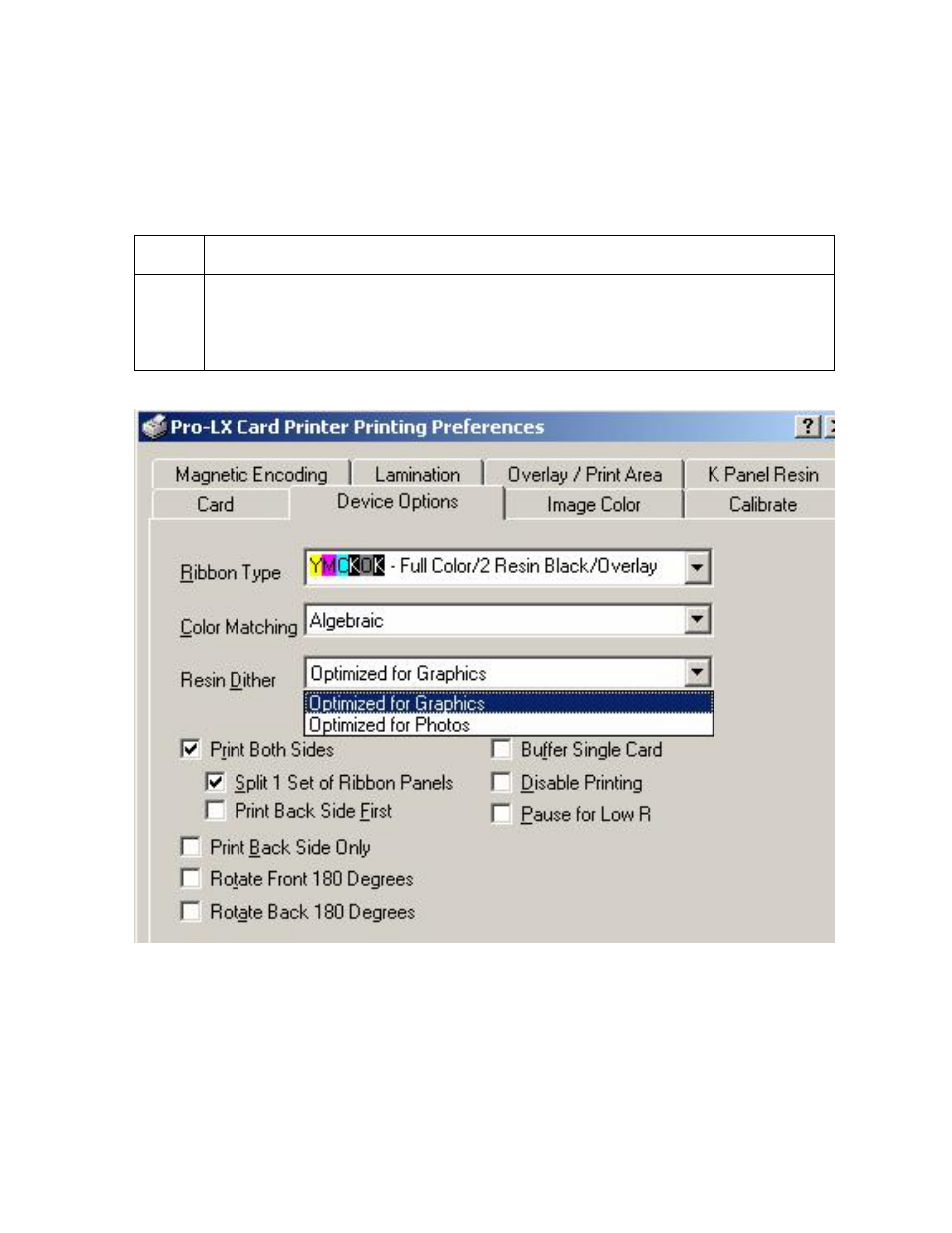 Selecting from the resin dither dropdown menu | FARGO electronic Pro-LX Laminating Card Printer/Encoder User Manual | Page 176 / 228