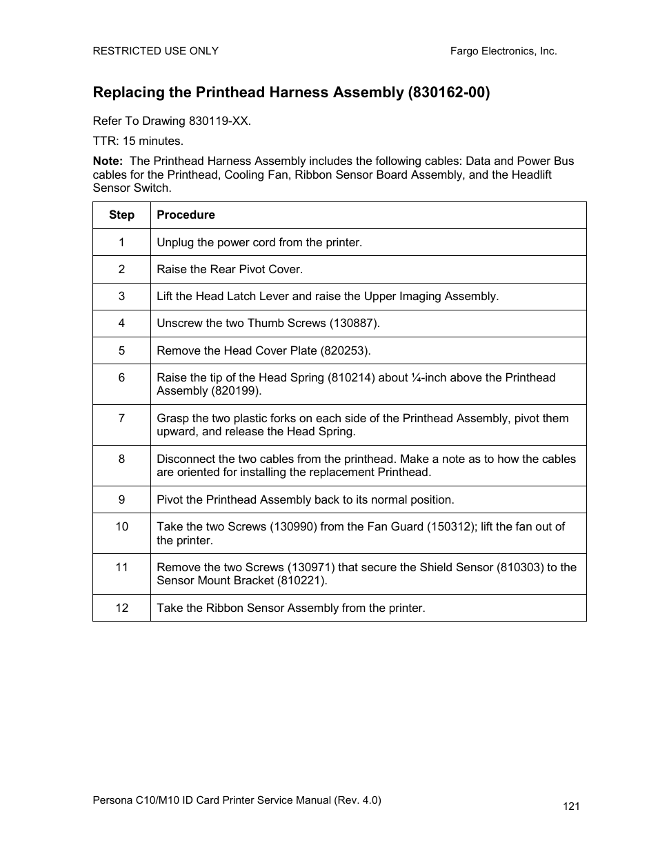 FARGO electronic PERSONA C10 User Manual | Page 121 / 178