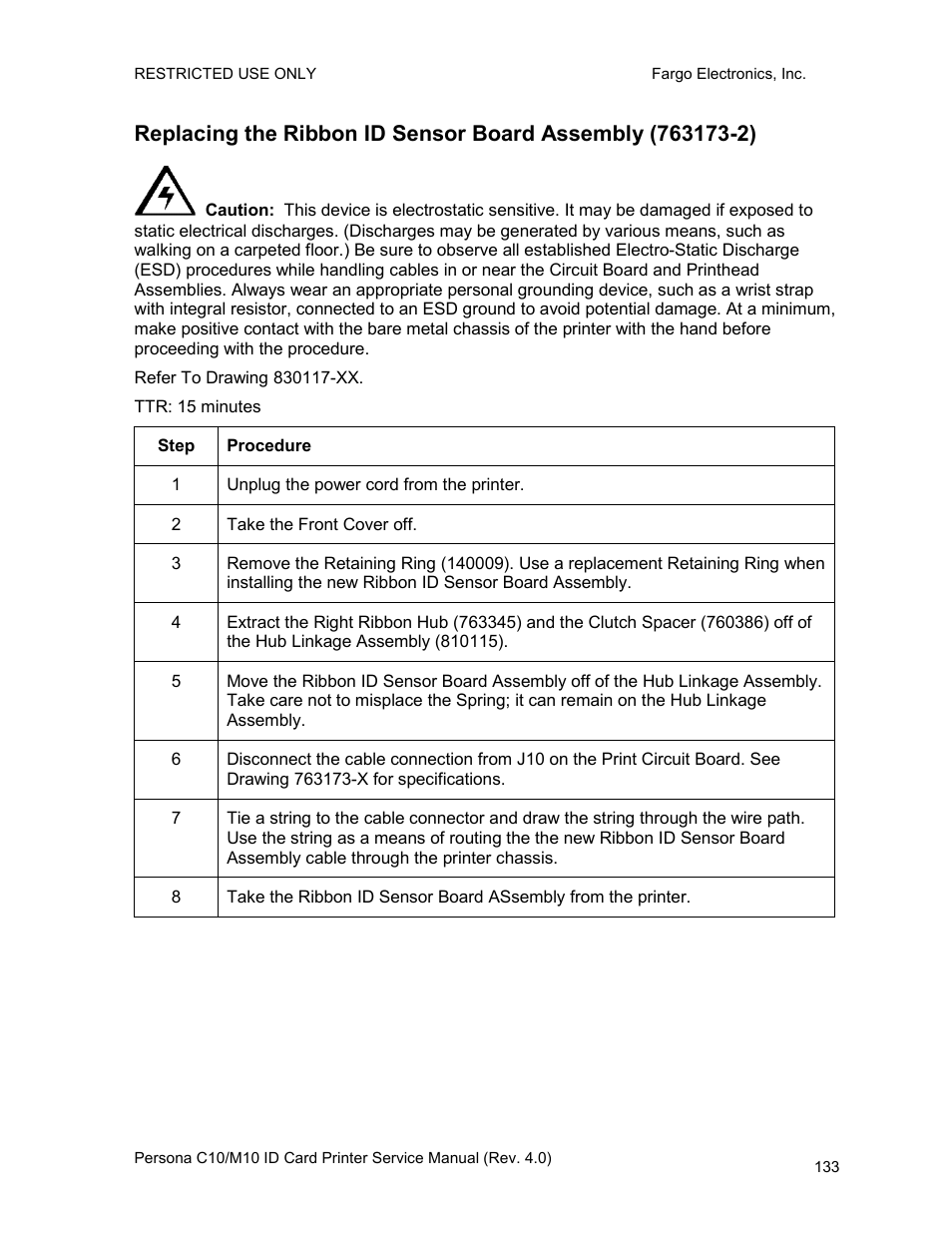 FARGO electronic PERSONA C10 User Manual | Page 133 / 178