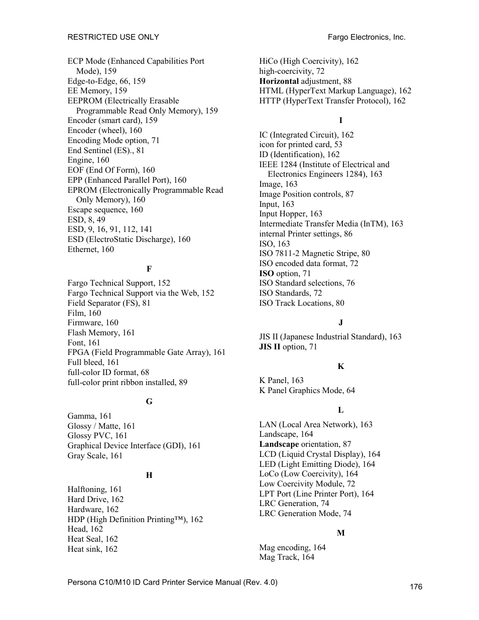 FARGO electronic PERSONA C10 User Manual | Page 176 / 178