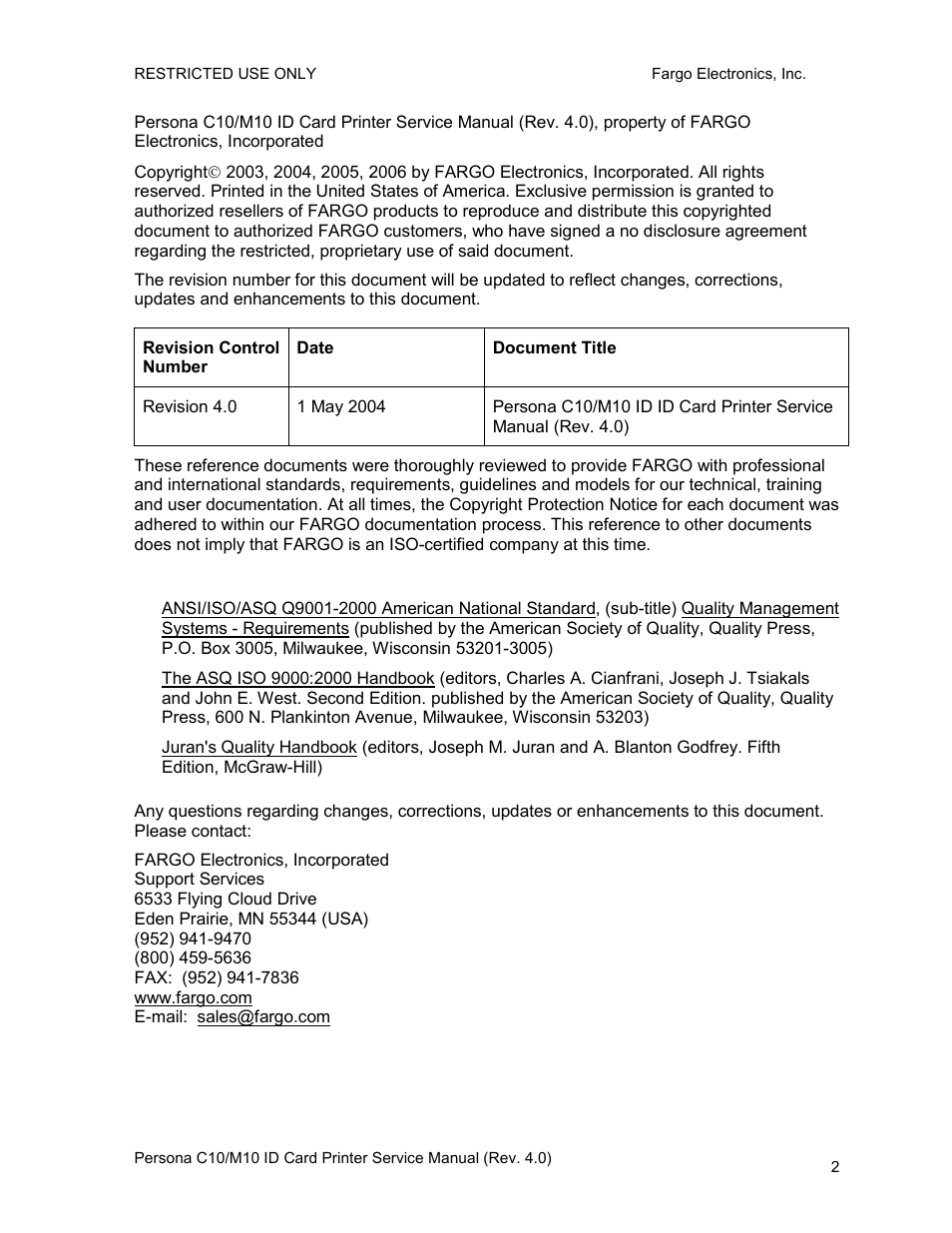 FARGO electronic PERSONA C10 User Manual | Page 2 / 178