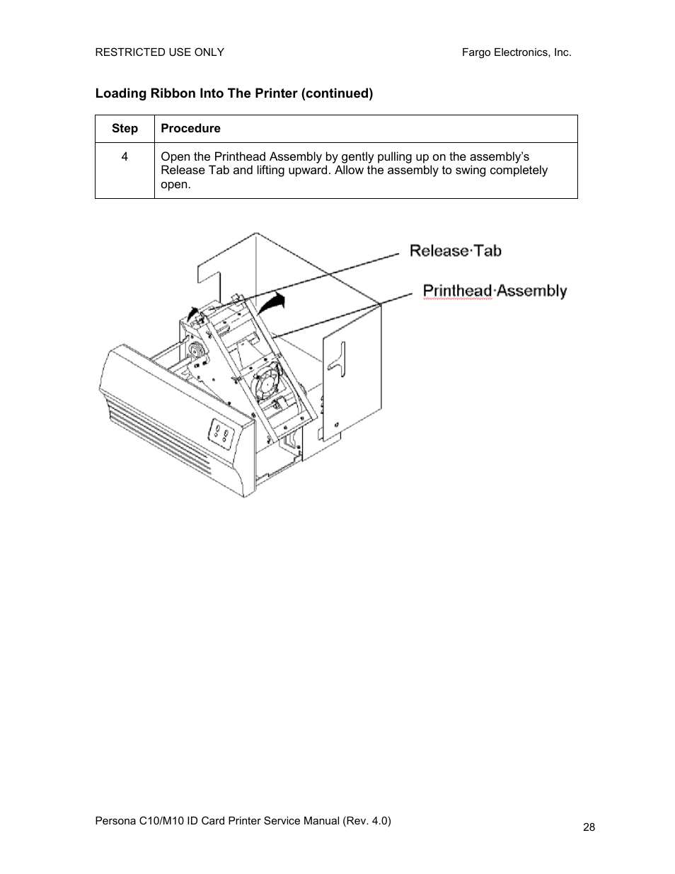 Loading ribbon into the printer (continued) | FARGO electronic PERSONA C10 User Manual | Page 28 / 178