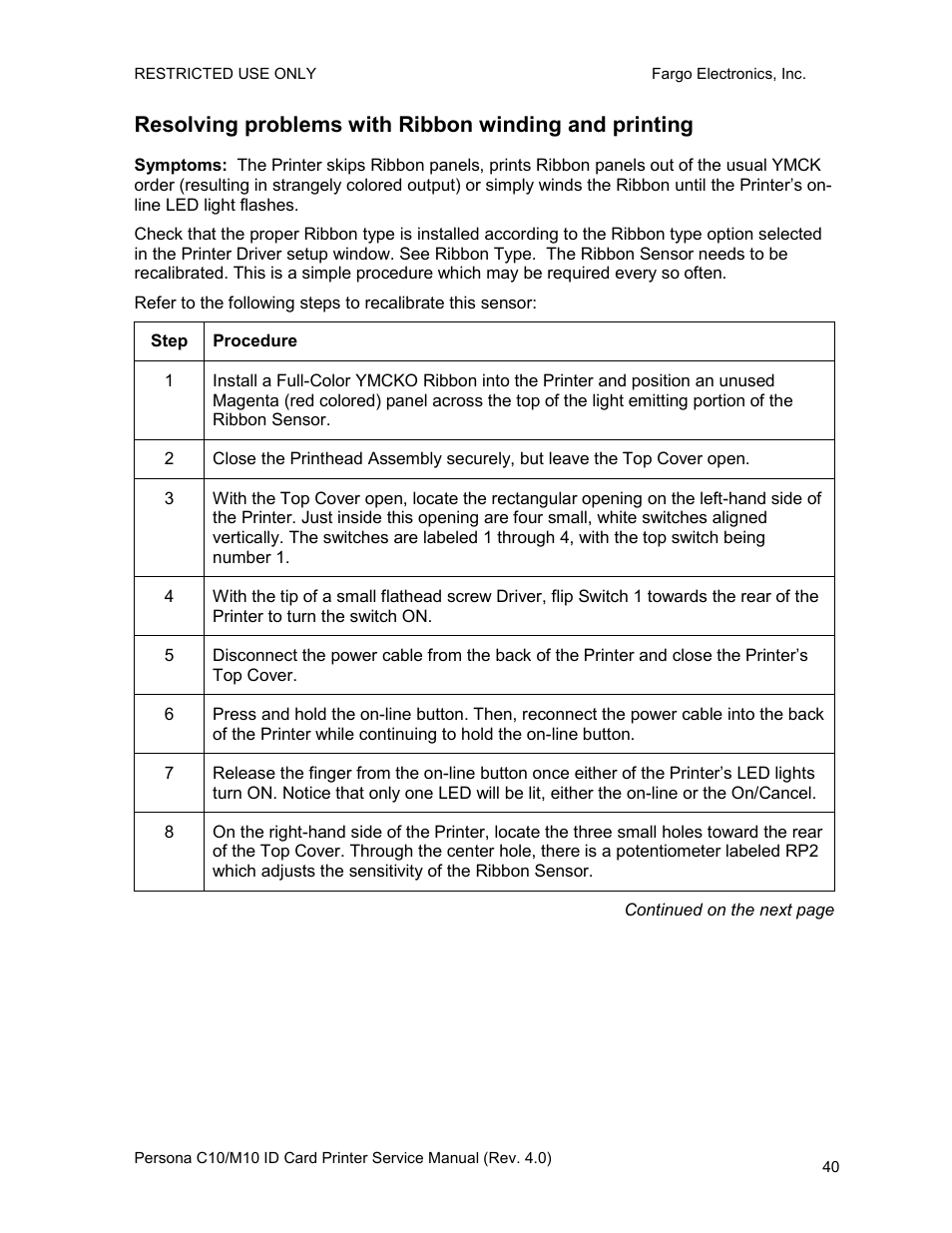 FARGO electronic PERSONA C10 User Manual | Page 40 / 178