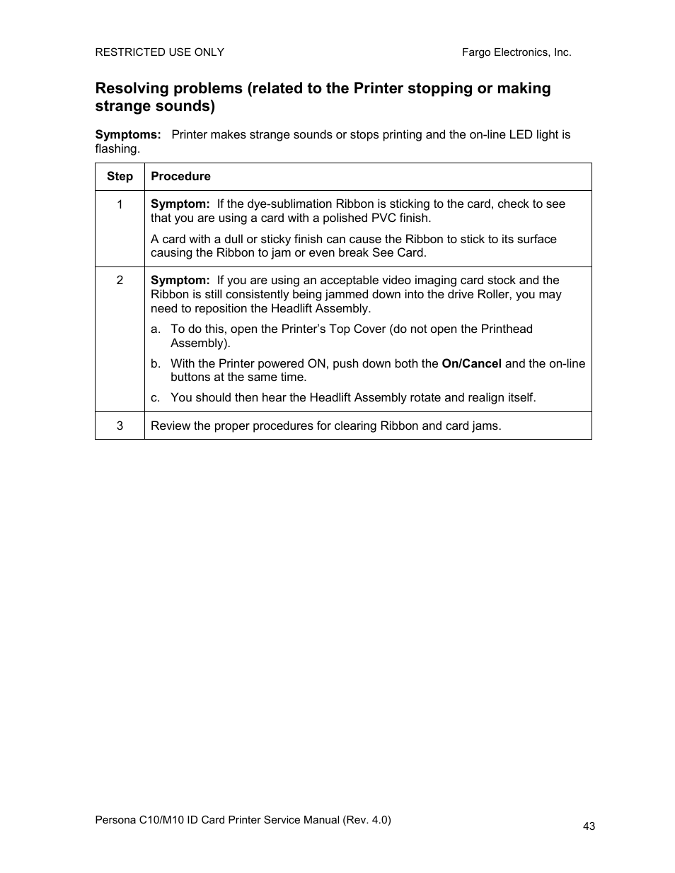 FARGO electronic PERSONA C10 User Manual | Page 43 / 178