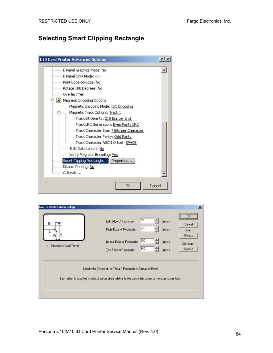 Selecting smart clipping rectangle | FARGO electronic PERSONA C10 User Manual | Page 84 / 178