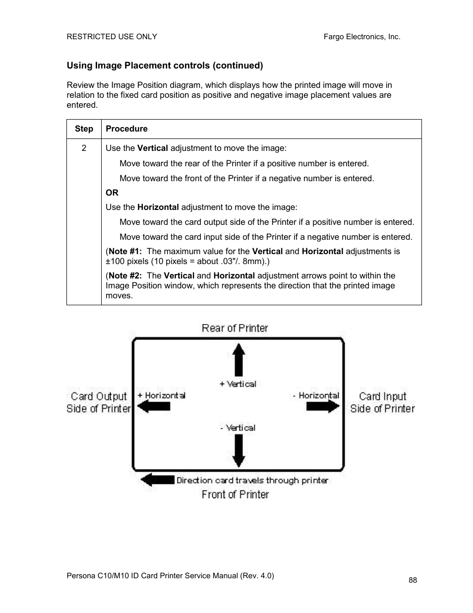 Using image placement controls (continued) | FARGO electronic PERSONA C10 User Manual | Page 88 / 178