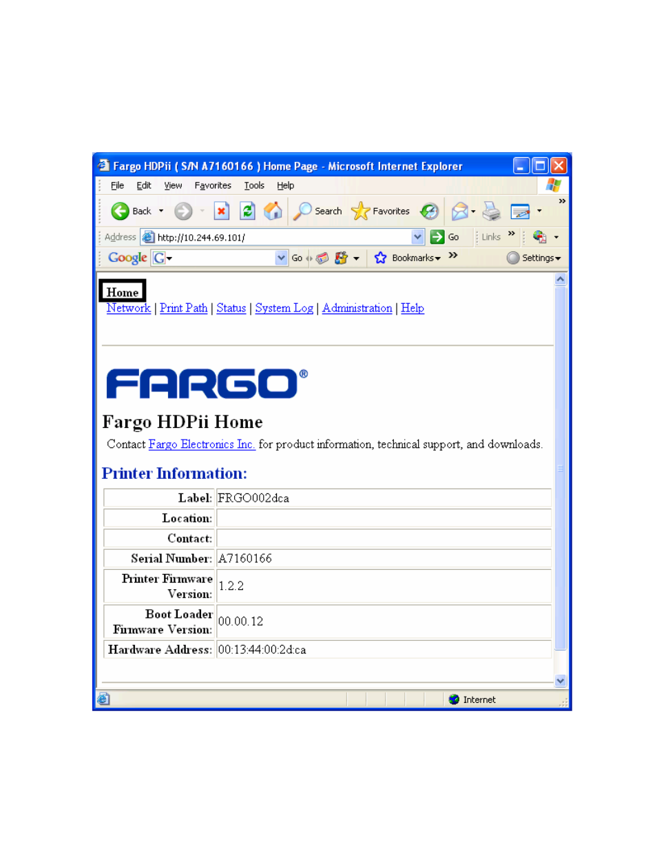 Reviewing the home page | FARGO electronic HDPii User Manual | Page 127 / 373