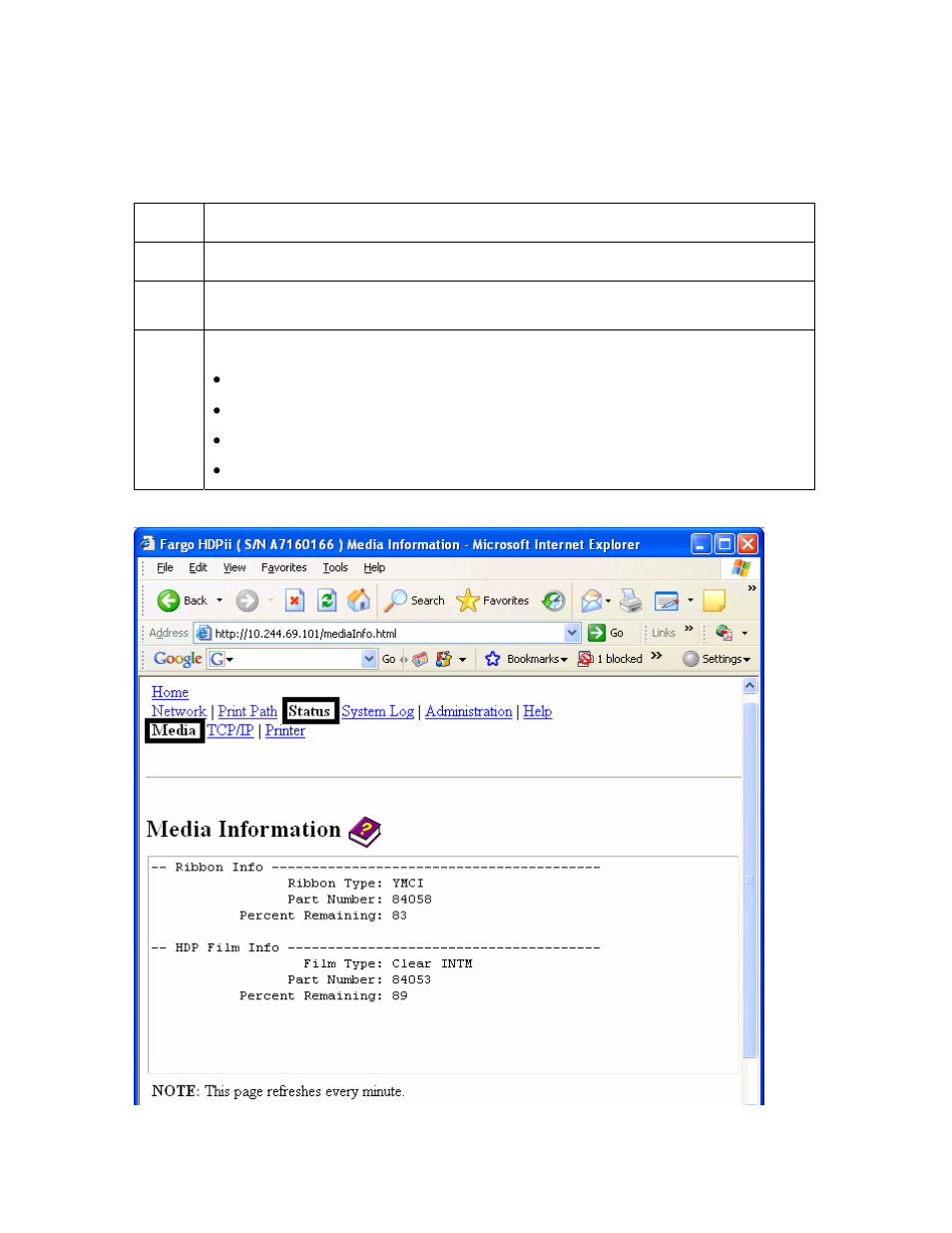 Using the media information page | FARGO electronic HDPii User Manual | Page 136 / 373