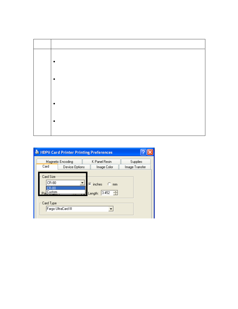 Selecting the card size, Selecting the card size -12 | FARGO electronic HDPii User Manual | Page 199 / 373