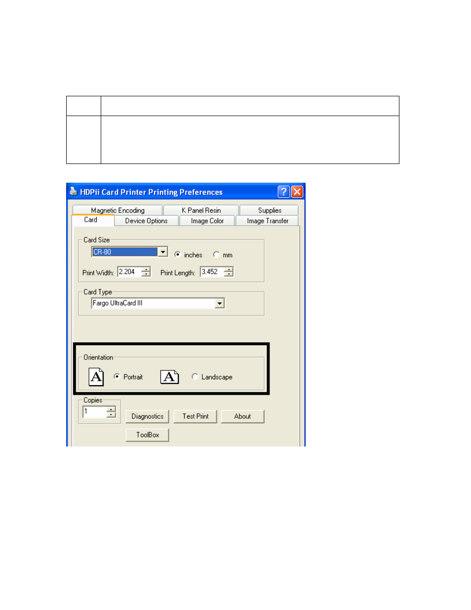 Setting the orientation, Setting the orientation -17 | FARGO electronic HDPii User Manual | Page 204 / 373