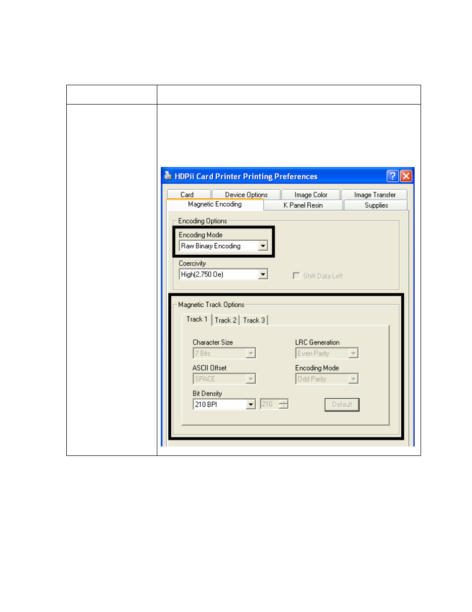 Using the encoding mode dropdown list (continued) | FARGO electronic HDPii User Manual | Page 250 / 373